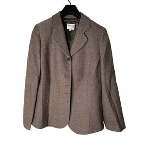 Armani Collezioni Tweed Wool Taupe Brown Blazer
